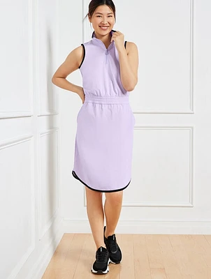 Lightweight Woven Stretch Half-Zip Dress