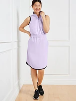 Lightweight Woven Stretch Half-Zip Dress