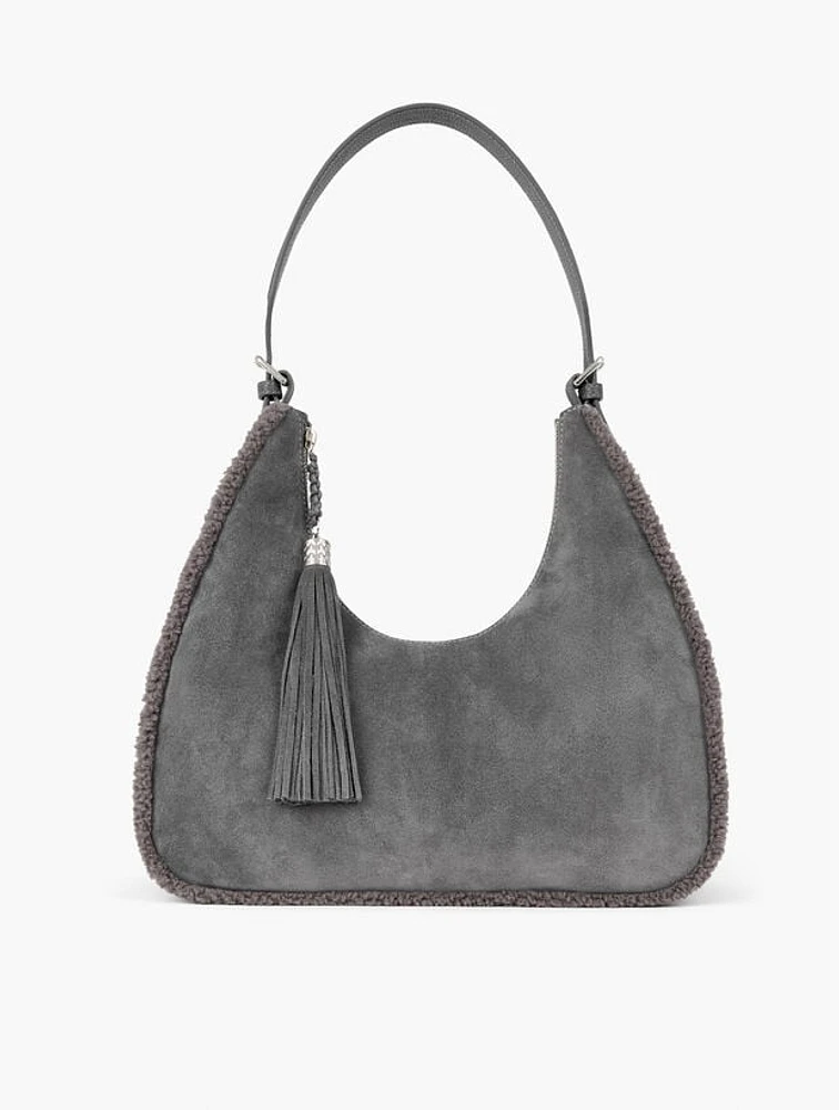 Shearling Suede Hobo Bag