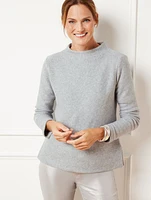 Button Back Funnel Neck Pullover