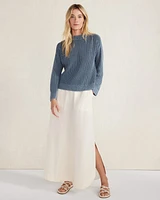 Linen Blend Maxi Shirttail Skirt