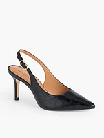 Erica Embossed Slingback Kitten Heel Pumps