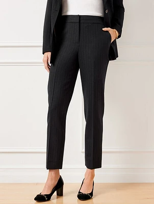 Luxe Wool Blend Slim Ankle Pants - Pinstripe