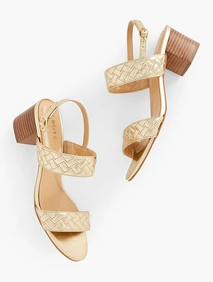 Mimi Quilted Leather Sandals - Metallic