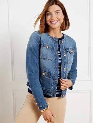 Collarless Jean Jacket