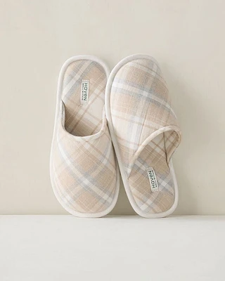 Organic Cotton Plaid Spa Slippers