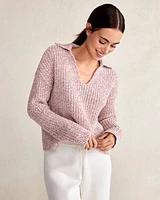 Marled Knit Polo Sweater