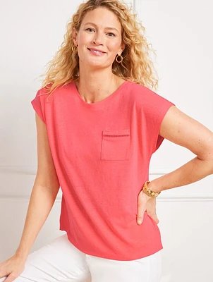 Linen Blend Dropped Shoulder Tee