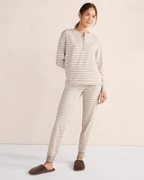 Organic Cotton Jersey Stepped-Stripe Henley