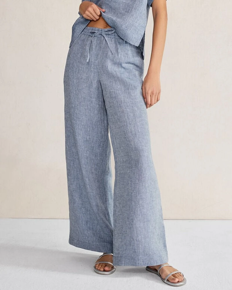 Linen Wide-Leg Pants