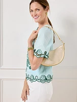 Metallic Pebble Leather Crescent Shoulder Bag