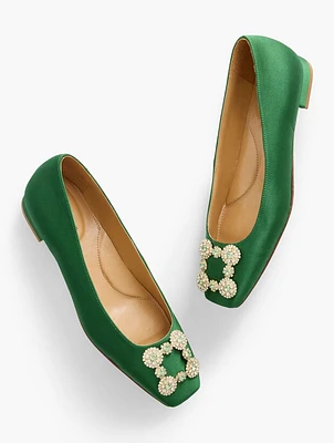 Sutton Satin Embellished Flats