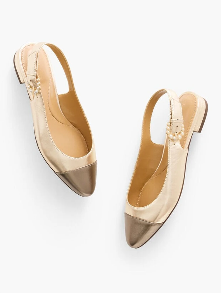 Edison Metallic Leather Slingback Flats