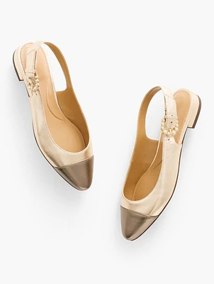 Edison Metallic Leather Slingback Flats