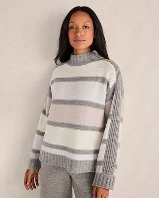 Cashmere Striped Mockneck Sweater