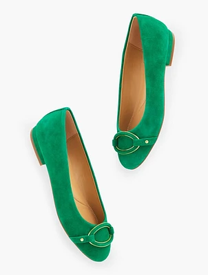 Madison Buckle Suede Ballet Flats