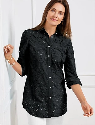 Eyelet Boyfriend Shirt