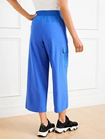 Lightweight Woven Stretch Wide Leg Cargo Pants