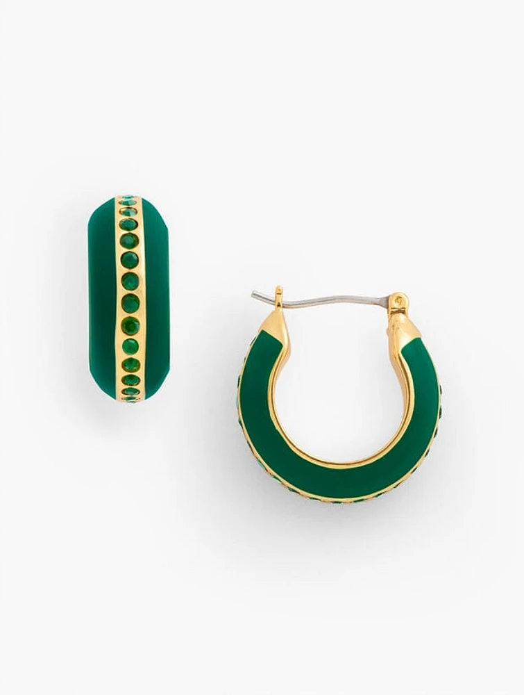 Enamel Pavé Hoop Earrings