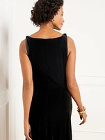 Velvet Draped Midi Dress