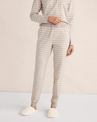 Organic Cotton Jersey Stepped-Stripe Joggers