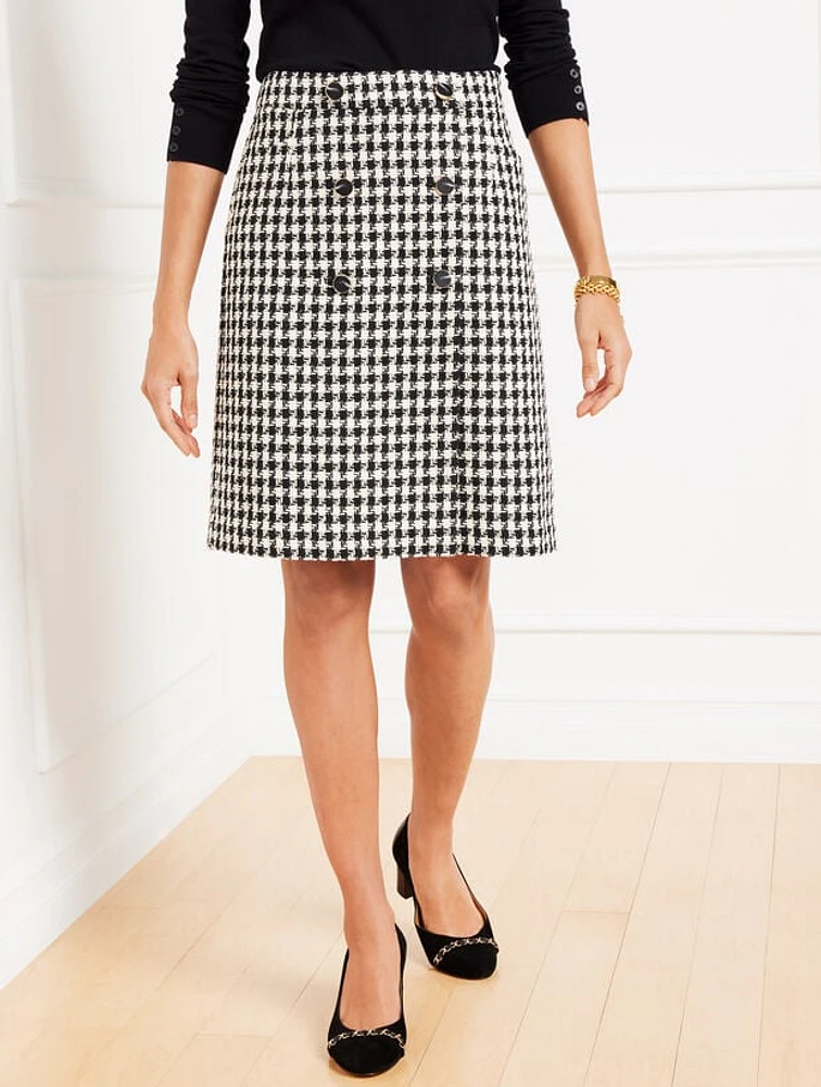 Houndstooth Tweed A-Line Skirt