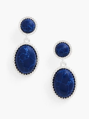 Bezel Set Oval Drop Earrings