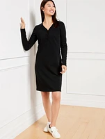 French Terry V-Neck Sweatshirt Dress