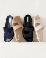 Suede Cutout Slides