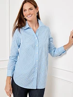 Embellished Button Front Shirt - Lakeside Stripe