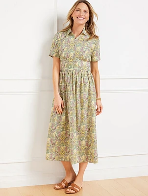 Smocked Poplin Shirtdress - Branching Floral