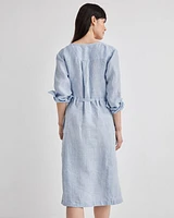 Linen Shirt Dress - Cornflower