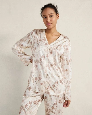 Washable Silk V-Neck Tranquil Floral Sleep Top