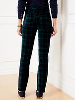 Straight Leg Velveteen Pants - Black Watch Tartan