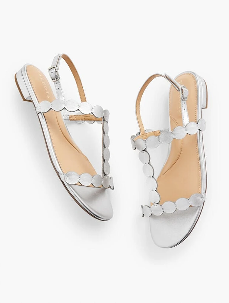 Keri Dot Metallic Leather Flat Sandals