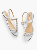 Keri Dot Metallic Leather Flat Sandals