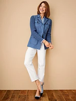 Mid Rise Stovepipe Jeans - White