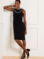 Crepe Sheer Trim Shift Dress