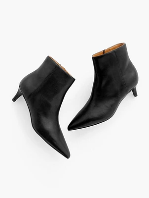 Kait Leather Kitten Heel Booties