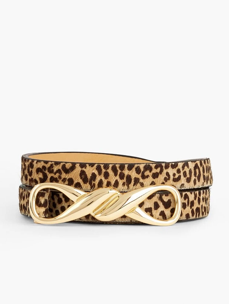 Gemelli Buckle Belt - Leopard Calf Hair