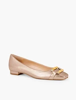 Sutton Bamboo Buckle Metallic Nappa Flats