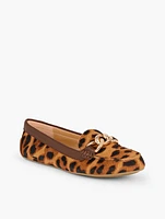 Everson Chain Driving Moccasins - Leopard Calf Hair