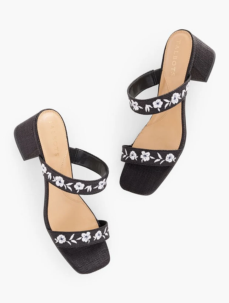 Maya Embroidered Block Heel Sandals