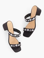 Maya Block Heel Sandals - Embroidered