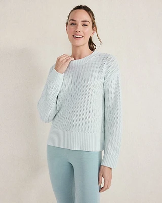 Organic Cotton Open Stitch Crewneck Sweater