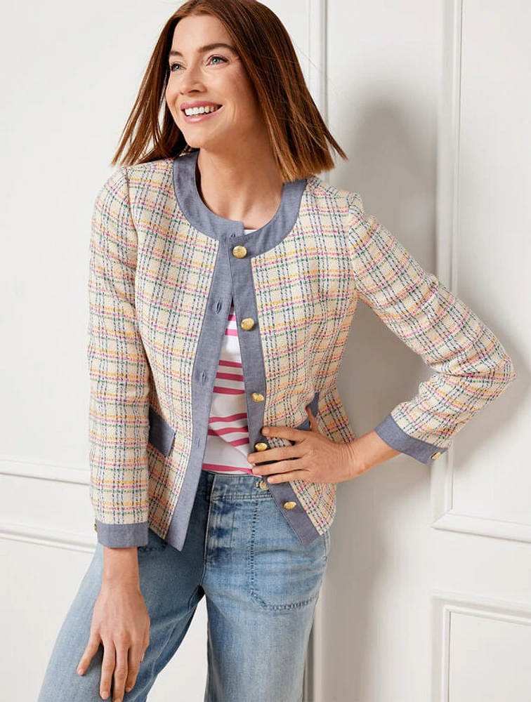 Denim Trim Lovely Tweed Jacket