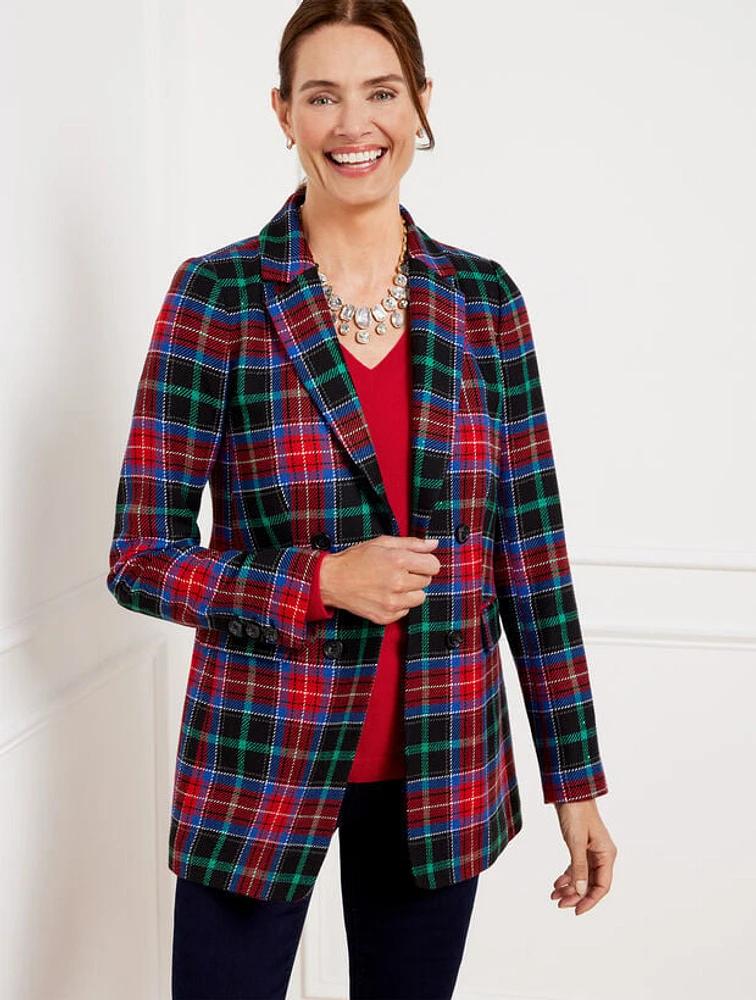 Open Front Blazer - Log Fire Plaid