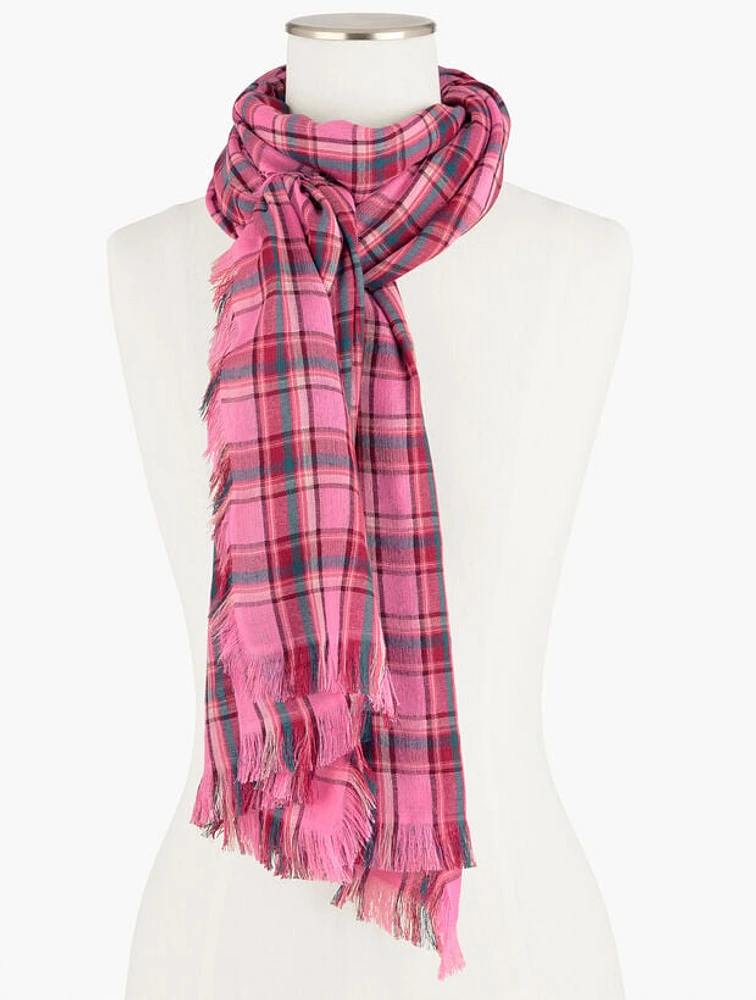 Pretty Plaid Oblong Scarf