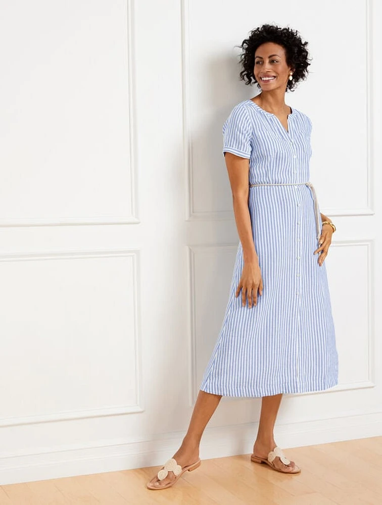 Linen Shirtdress - Surf Stripe