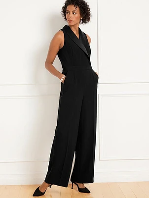 Stretch Crepe Tuxedo Jumpsuit